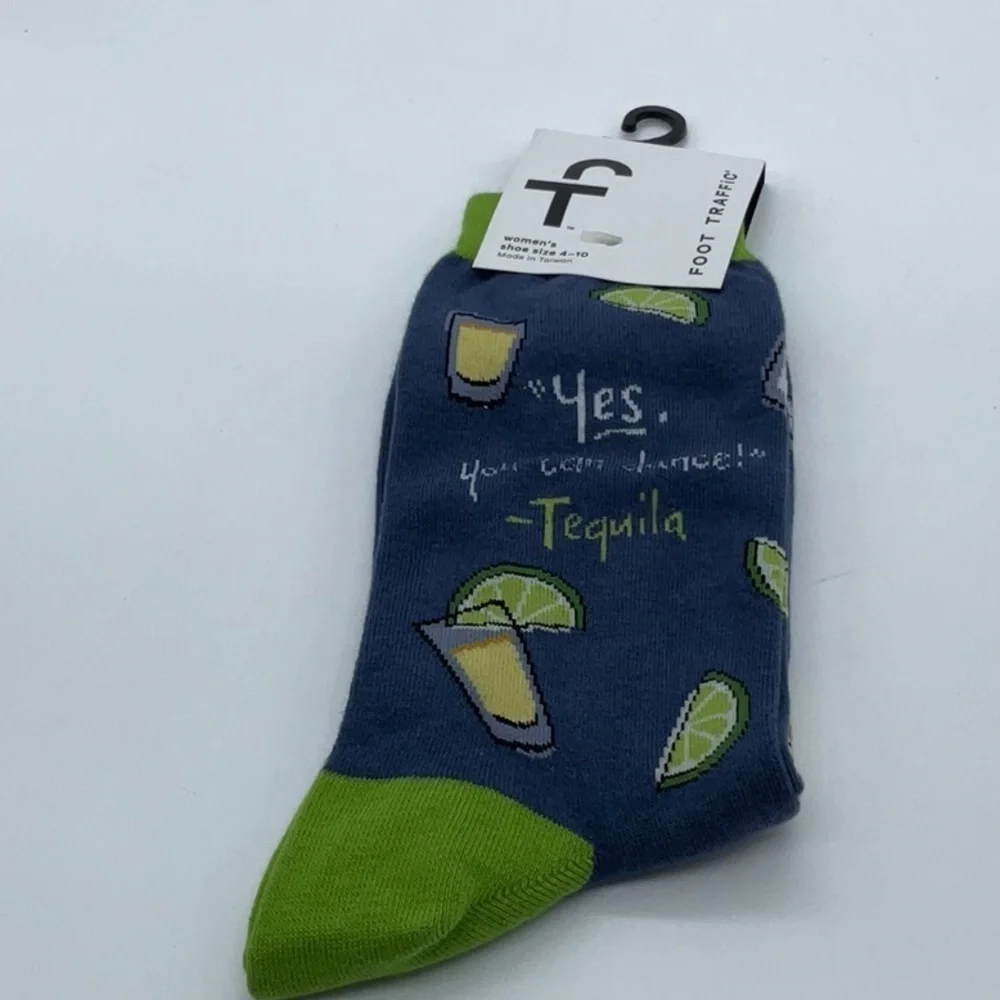 🧦 3/$15🧦 Foot Traffic Tequila Crew Socks in Blue